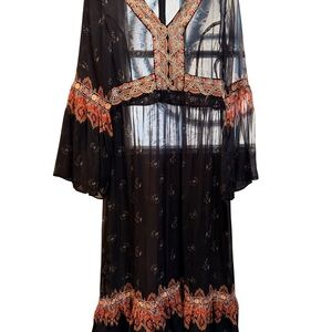 Sundance Sheer Black Embroidered Dress